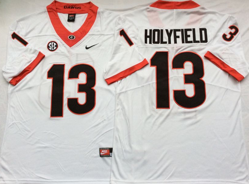 NCAA Men Georgia Bulldogs White #13 HOLYFIELD